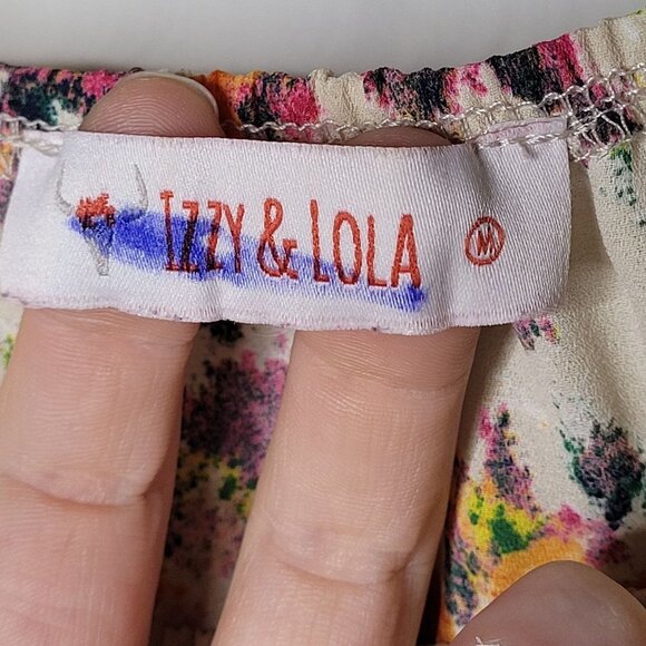 Izzy and Lola size Medium off shoulder boho water color splatter wide sleeve - Picture 4 of 10